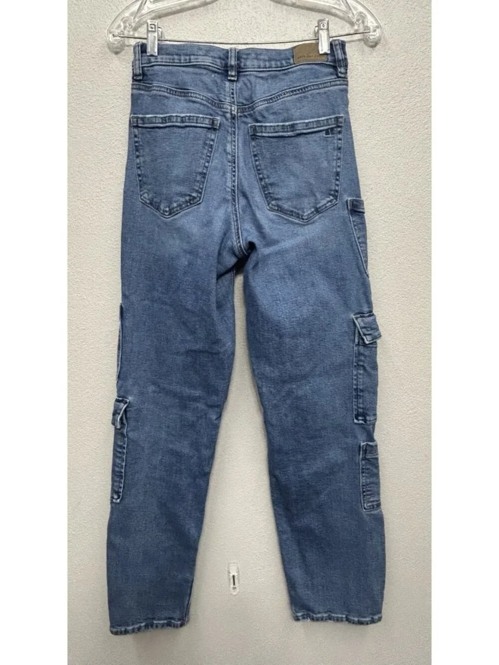 American Eagle Jeans Womens O (26x30) Cargo Super High Rise Baggy Straight Blue